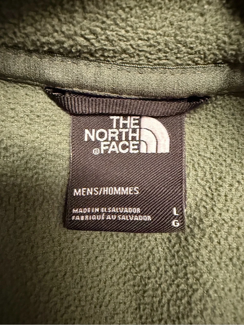 The North Face Mens Olive Green Quarter-Zip Fleece Pullover Sweater Large
